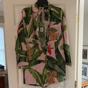 FARM Rio Pink and Green Tropical Jumpsuit